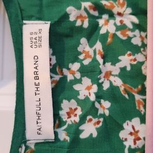Faithful Green Floral Wrap mini dress size XS
